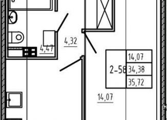 Продаю 1-комнатную квартиру, 34.4 м2, Сертолово