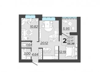 Продажа 2-комнатной квартиры, 55.4 м2, Брянск