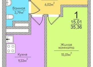 Продам 1-ком. квартиру, 35.3 м2, Уфа, улица Минигали Губайдуллина, 8к2, Советский район