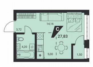 Квартира на продажу студия, 27.8 м2, Екатеринбург, Монтёрская улица, 8, метро Чкаловская