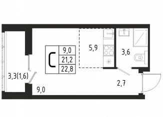 Продаю квартиру студию, 22.8 м2, Химки