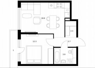 Продажа 1-ком. квартиры, 40.8 м2, Москва, улица Ивана Франко, 20к3, район Кунцево