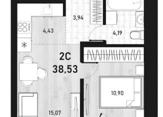 2-ком. квартира на продажу, 38.5 м2, Новосибирск, метро Площадь Маркса, Пермская улица, 12к2