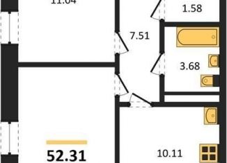 Продам двухкомнатную квартиру, 52.3 м2, Воронеж, Коминтерновский район