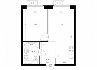 Продаю 1-комнатную квартиру, 34.5 м2, Калужская область, деревня Глухово, 3