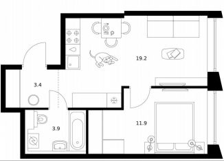 Продажа 1-комнатной квартиры, 38.4 м2, Москва, район Западное Дегунино