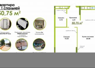 1-ком. квартира на продажу, 50.8 м2, Астрахань, Ленинский район