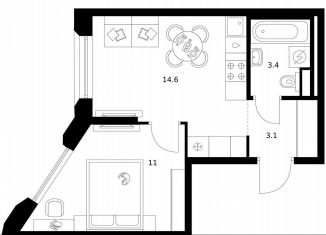 Продаю 1-комнатную квартиру, 32.1 м2, Москва, район Москворечье-Сабурово, жилой комплекс Москворечье, 1.3