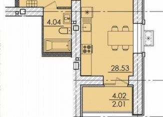 Продам 1-ком. квартиру, 43.3 м2, Пенза, улица Герцена, с106