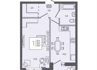 Продаю 1-комнатную квартиру, 38 м2, посёлок Пригородный, Охотская улица, 11