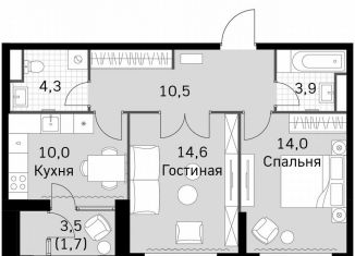 Продам 2-ком. квартиру, 59 м2, Москва, Строительный проезд, 9с9, район Покровское-Стрешнево