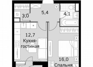 Продам однокомнатную квартиру, 42.8 м2, Москва, Строительный проезд, 9с9, район Покровское-Стрешнево