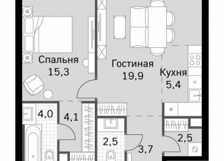 Продажа 1-ком. квартиры, 57.4 м2, Москва, метро Беговая