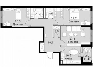 Трехкомнатная квартира на продажу, 89 м2, Москва, метро Тушинская, Строительный проезд, 9с9