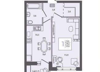 Продается однокомнатная квартира, 37.9 м2, посёлок Пригородный