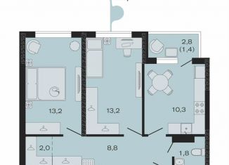 2-комнатная квартира на продажу, 55.9 м2, Краснодарский край