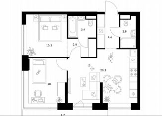 Продам 2-комнатную квартиру, 55.8 м2, Москва, жилой комплекс Кавказский Бульвар 51, 3.5, ЮАО