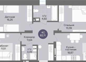 Продажа четырехкомнатной квартиры, 82.1 м2, Новосибирск, метро Студенческая, Рубиновая улица, 13