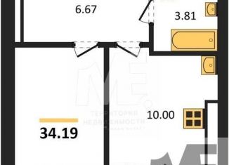 Однокомнатная квартира на продажу, 34.2 м2, Калининград