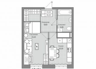 Продажа 1-комнатной квартиры, 39.2 м2, Татарстан