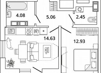 Продам 1-ком. квартиру, 40.9 м2, Санкт-Петербург, проспект Маршала Блюхера, 11к3