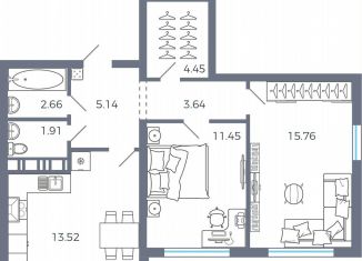 Продажа 2-ком. квартиры, 58.5 м2, Самарская область