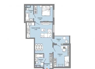 Продается 2-ком. квартира, 65 м2, Ульяновск, Юго-западная улица, 20, ЖК Ультраград