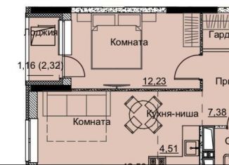 Продам 1-ком. квартиру, 44.4 м2, Ижевск