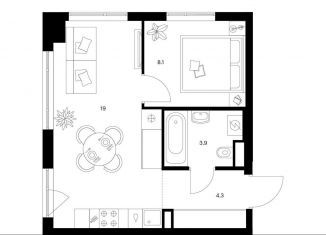 Продажа 1-комнатной квартиры, 35.3 м2, Москва, жилой комплекс Кавказский Бульвар 51, 3.5, район Царицыно