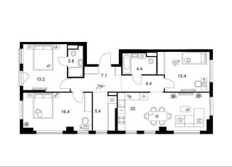 Продам 3-комнатную квартиру, 88.1 м2, Москва, метро Южная