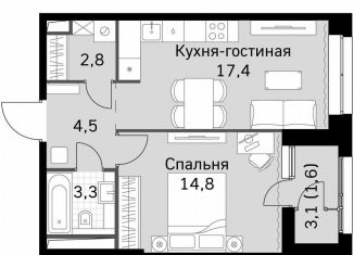 Продажа 1-ком. квартиры, 44.5 м2, Москва, район Покровское-Стрешнево, Строительный проезд, 9с9