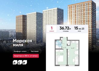 Однокомнатная квартира на продажу, 36.7 м2, Санкт-Петербург, метро Проспект Ветеранов