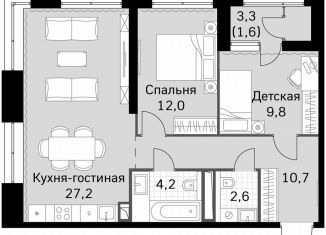 2-ком. квартира на продажу, 68.2 м2, Москва, Строительный проезд, 9с9, метро Тушинская