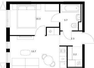 Продажа 1-комнатной квартиры, 32.2 м2, Казань