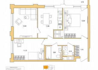 Продается 3-ком. квартира, 64.6 м2, Санкт-Петербург, метро Проспект Просвещения