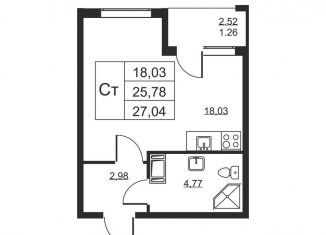 Продам квартиру студию, 27 м2, Ленинградская область