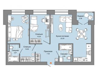 Продается 2-комнатная квартира, 65 м2, Киров, улица Дмитрия Козулева, 2к4