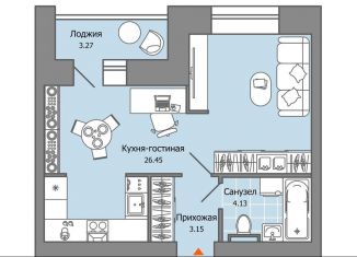 Продаю 1-ком. квартиру, 35 м2, село Первомайский