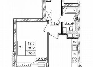Однокомнатная квартира на продажу, 32.3 м2, Нижегородская область, жилой комплекс Новая Кузнечиха, 13