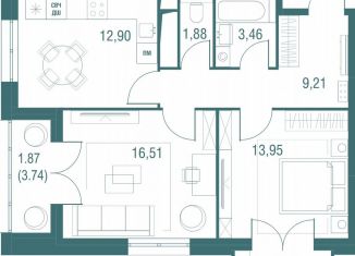 Продам 2-ком. квартиру, 60.7 м2, Одинцово