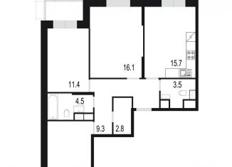 Продажа трехкомнатной квартиры, 83.7 м2, Одинцово, жилой комплекс Союзный, к2, ЖК Союзный