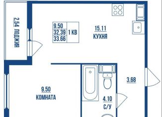 Продаю 1-ком. квартиру, 33.7 м2, Кудрово, ЖК Айди Кудрово 3, проспект Строителей, 5к1