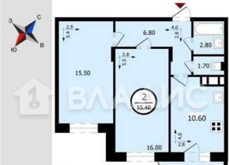 Продажа 2-комнатной квартиры, 55.4 м2, Владимир, Северная улица, 2Б, ЖК Молодёжный