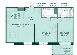 Продажа двухкомнатной квартиры, 87.5 м2, Санкт-Петербург, ЖК Магнифика, Магнитогорская улица, 5к3