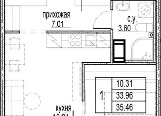 Продам 1-комнатную квартиру, 35.4 м2, Кудрово, ЖК Айди Кудрово 3, проспект Строителей, 5