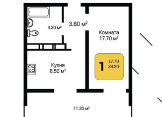 Продам 1-ком. квартиру, 39.9 м2, Воронеж, улица Маршала Одинцова, 25Б/5, ЖК Лазурный