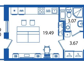 Продажа квартиры студии, 27.7 м2, Санкт-Петербург, ЖК Полис Приморский, проспект Авиаконструкторов, 61