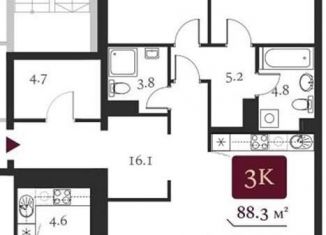 Продам 3-комнатную квартиру, 80.5 м2, Новосибирск, Красный проспект, 220стр, ЖК Нобель