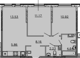 Продажа 2-комнатной квартиры, 56.5 м2, Тюмень, Харьковская улица, 76, ЖК Сердце Сибири