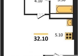 Продам 1-ком. квартиру, 32.1 м2, Новосибирск, ЖК Дежнёв, улица Декоративный Питомник, 16/1